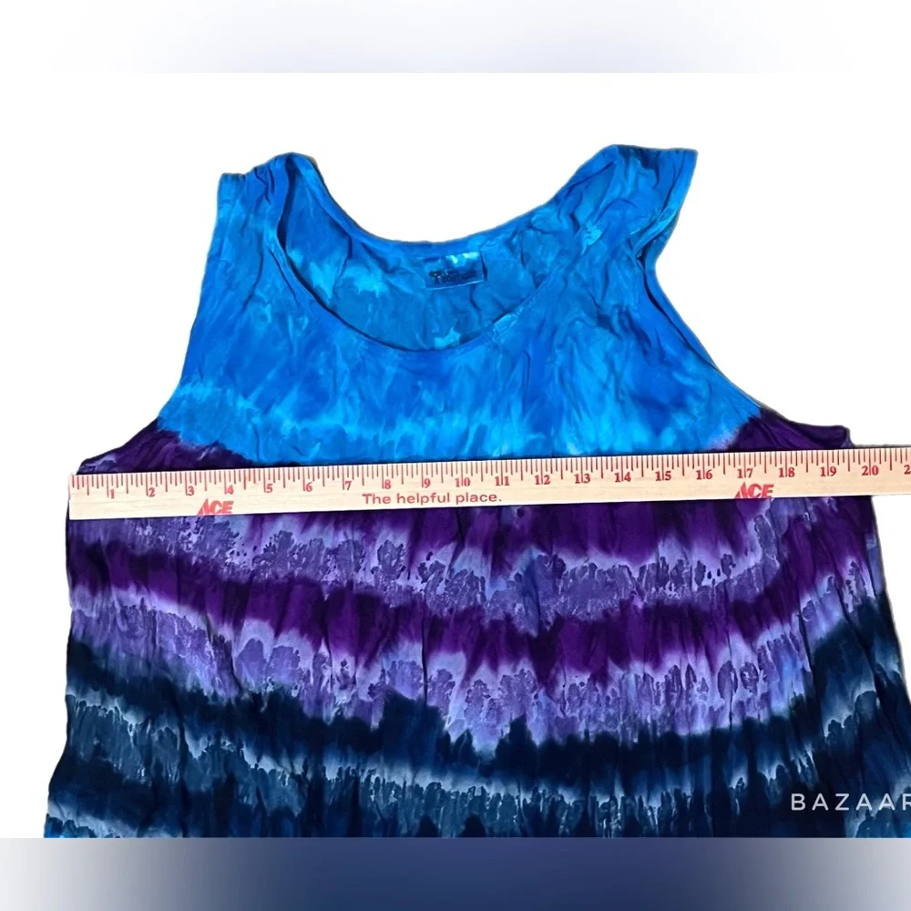 India Boutique Multicolored Tie Dyed Sleeveless Cover Up Dress Free Size - Picture 2 of 4